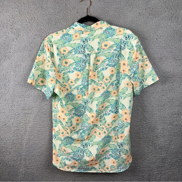Chubbies Shirt Mens Small White Green The Flower The Leader Seersucker Floral - Picture 4 of 9